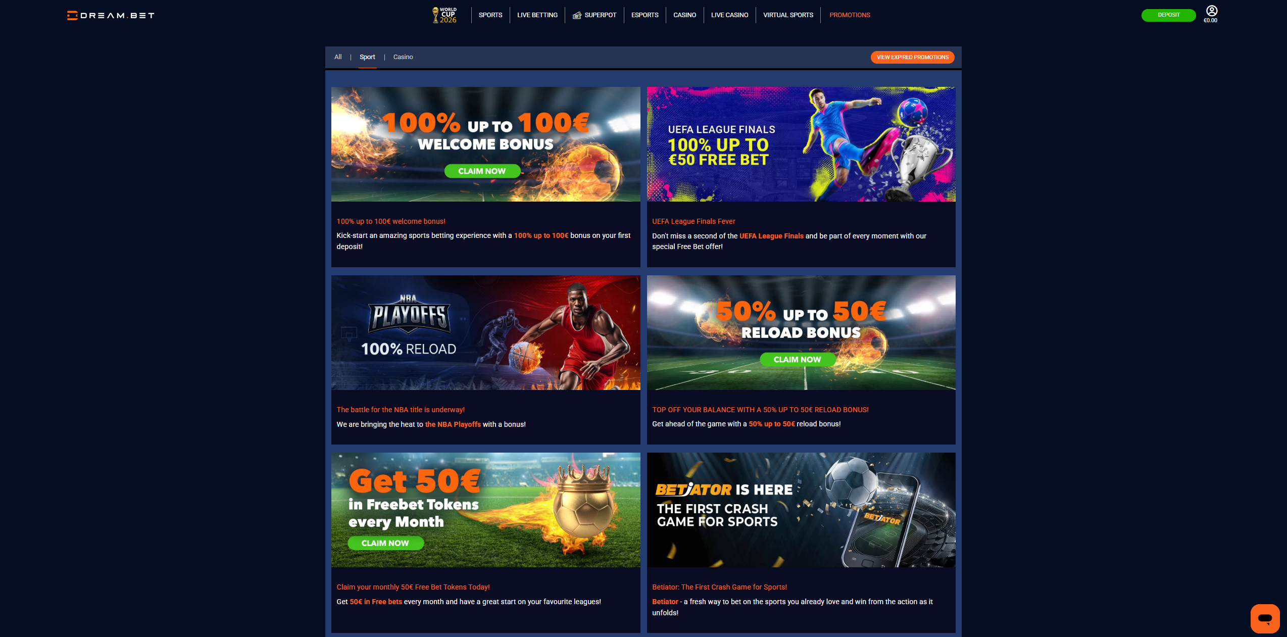 DreamBet Offers: Casino and Sports Promotions