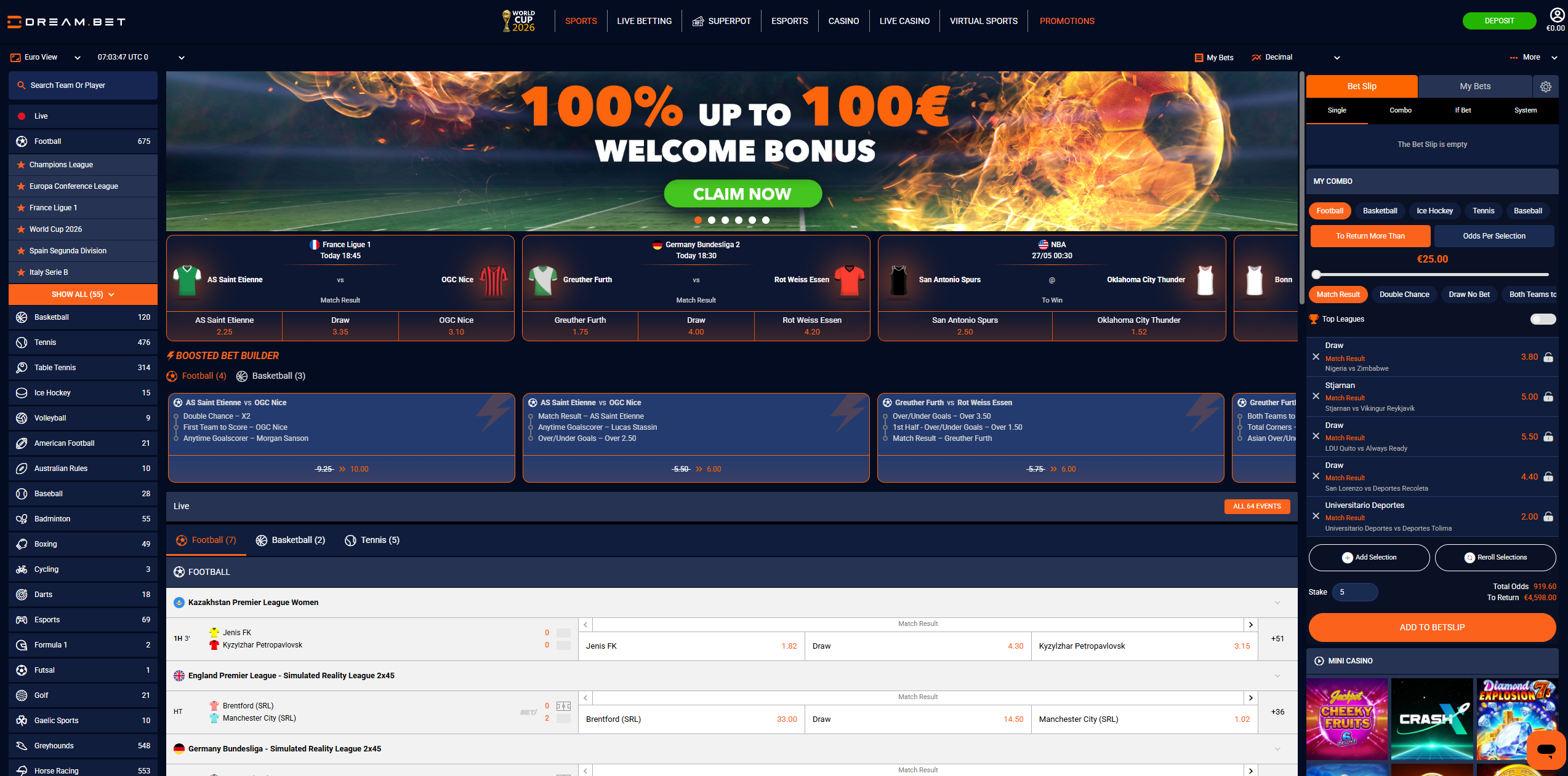 DreamBet homepage