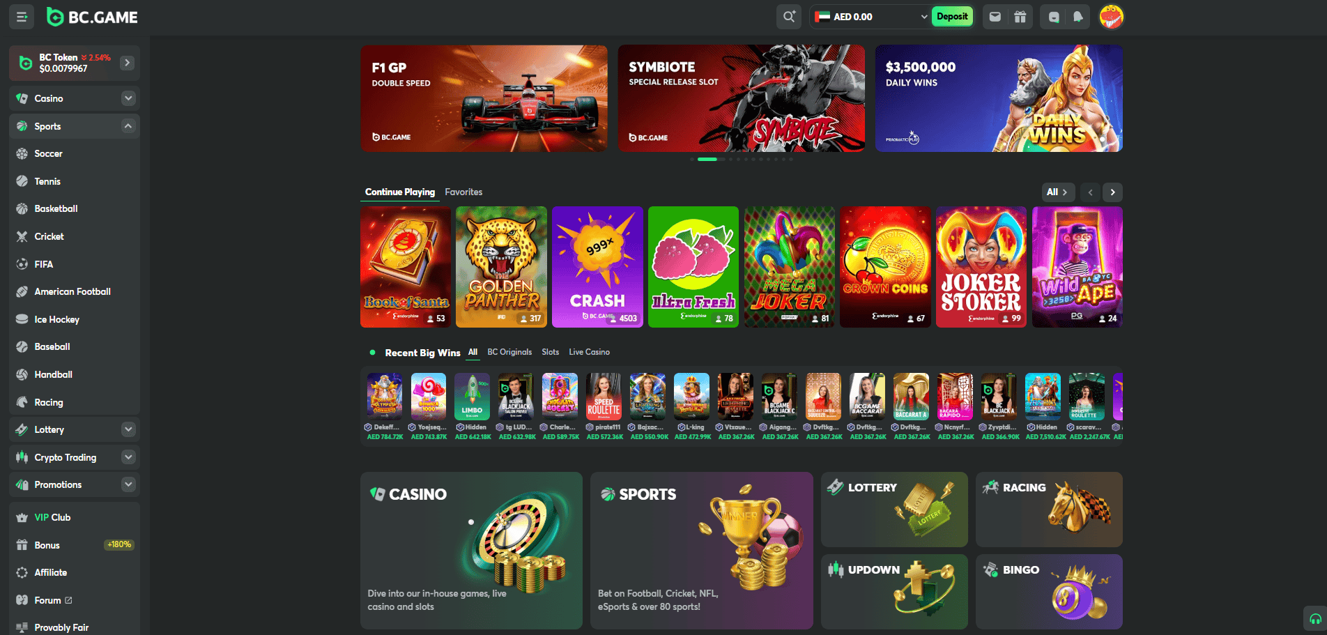  BC.Game homepage 