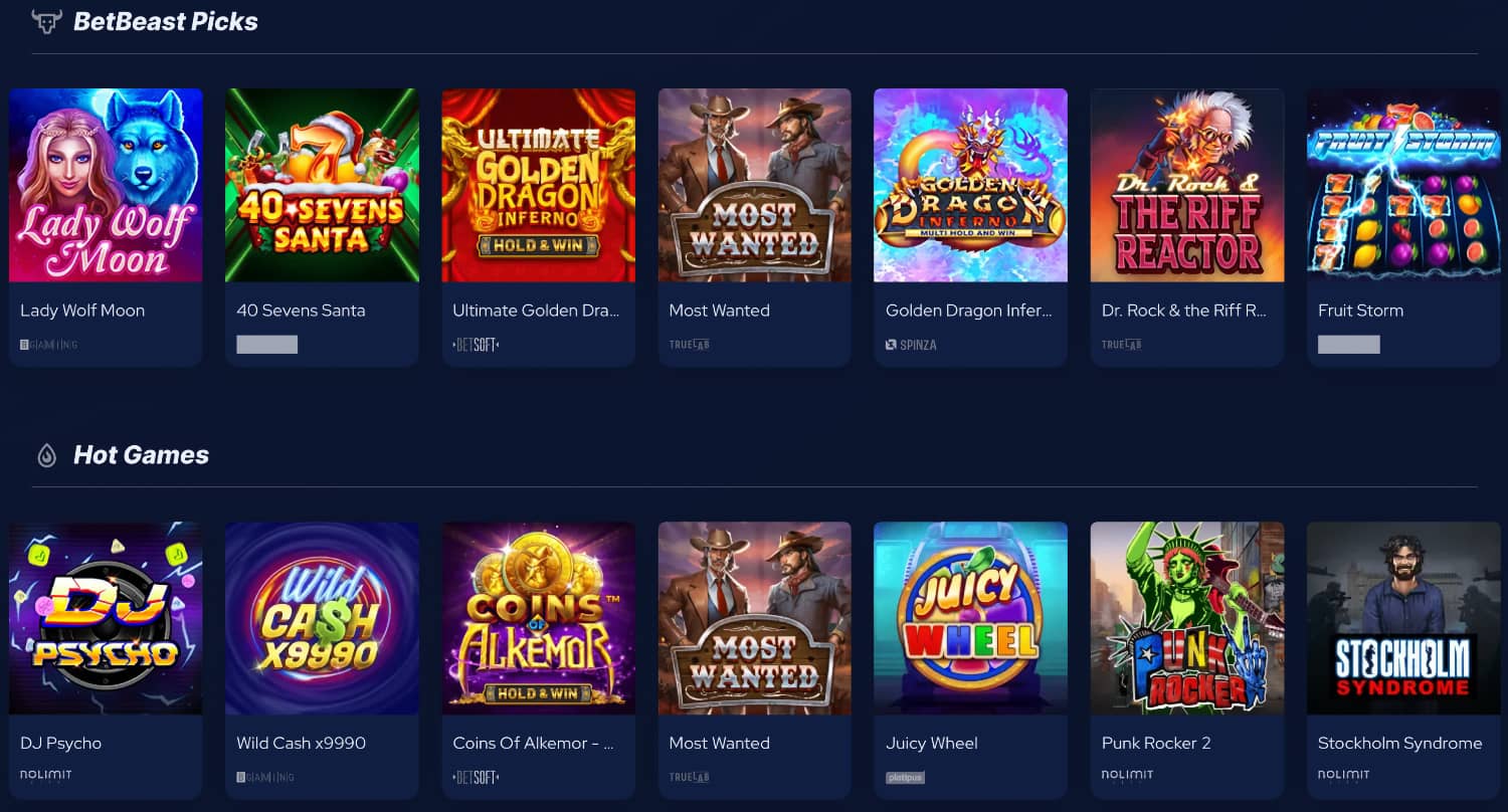 BetBeast online Casino Games