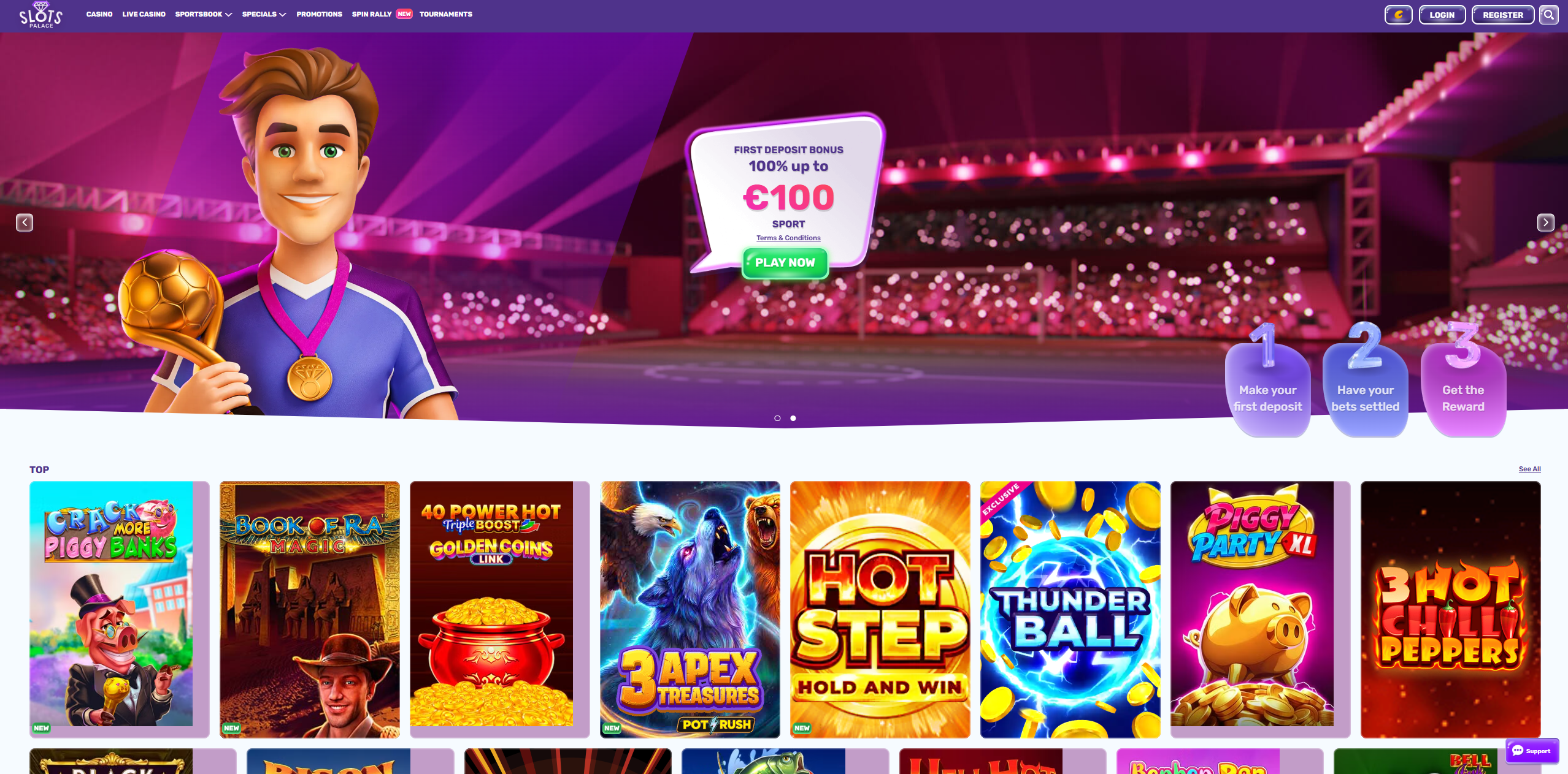 SlotsPalace casino homepage