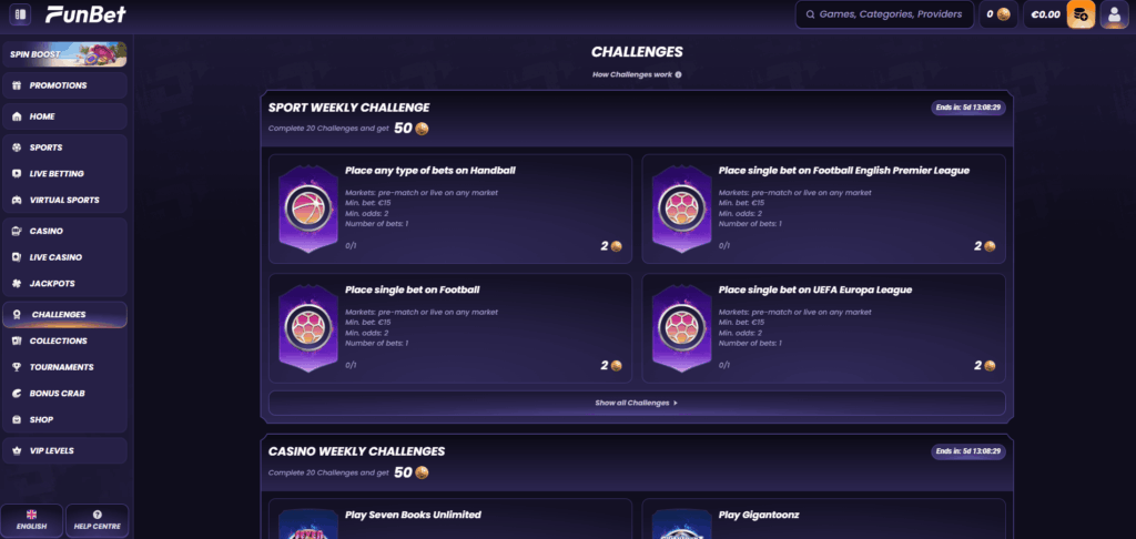 Challenges funbet