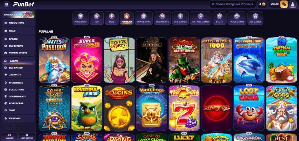 Game Selection at FunBet Casino