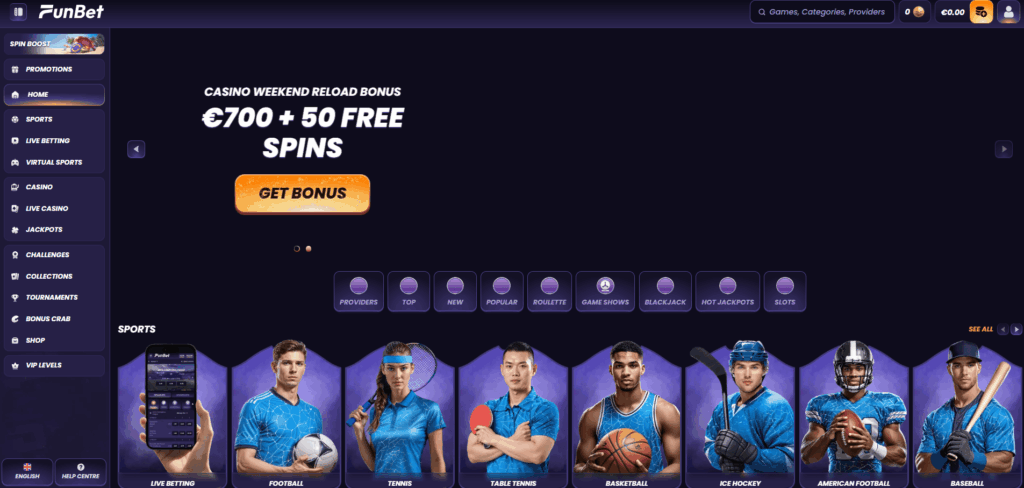 FunBet homepage