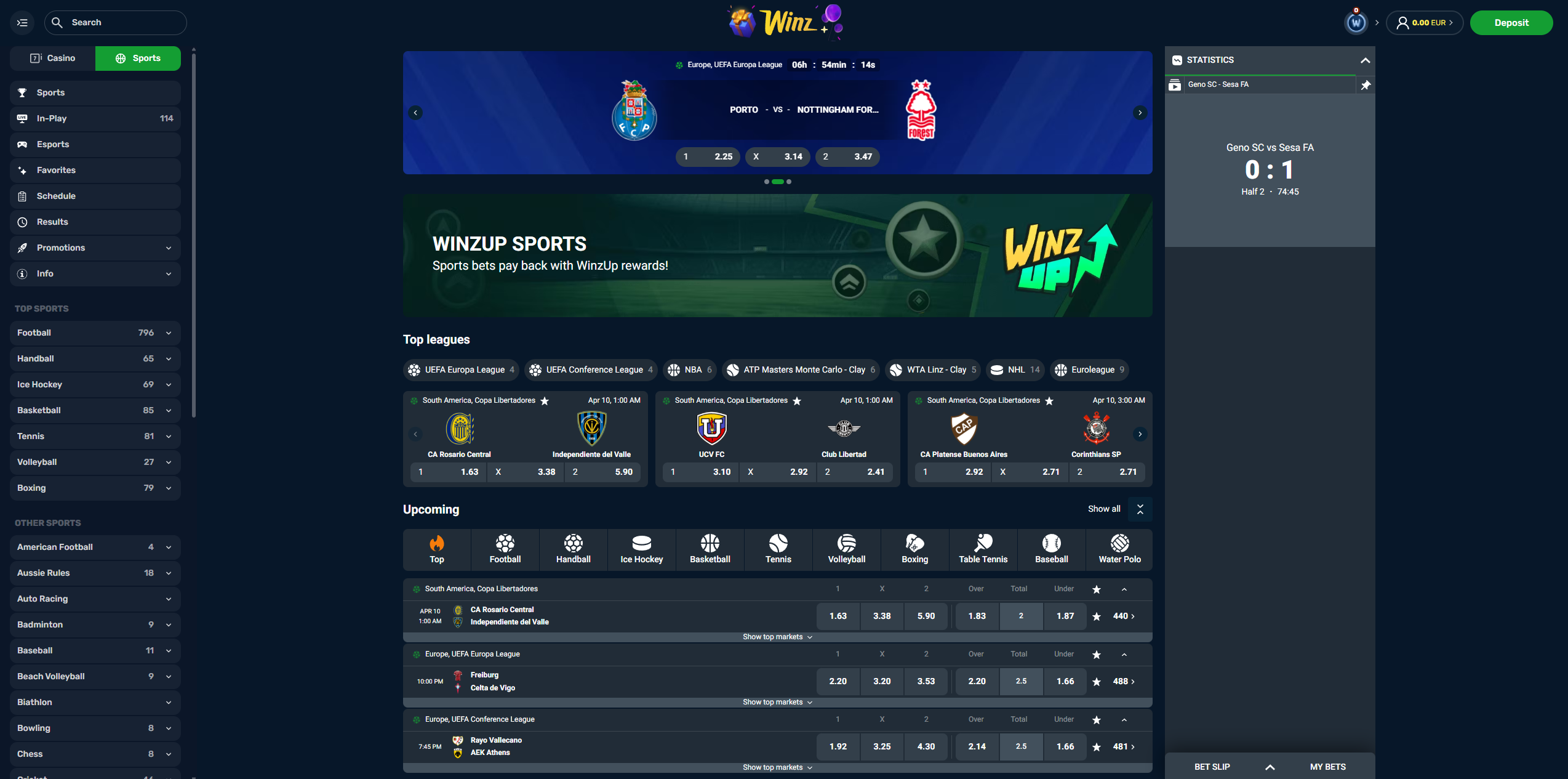 Winz.io Sportsbook Overview