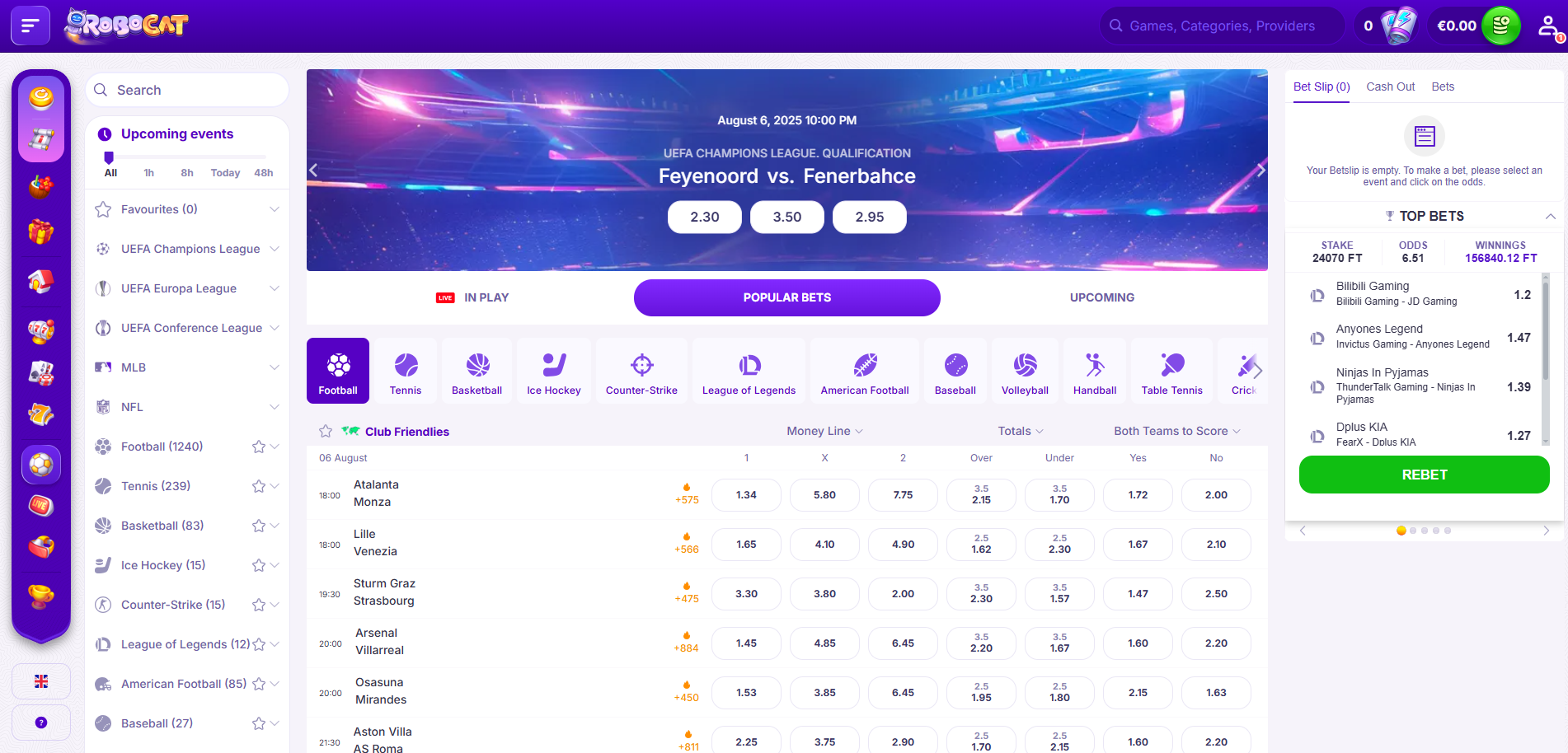 Robocat Sportsbook Overview