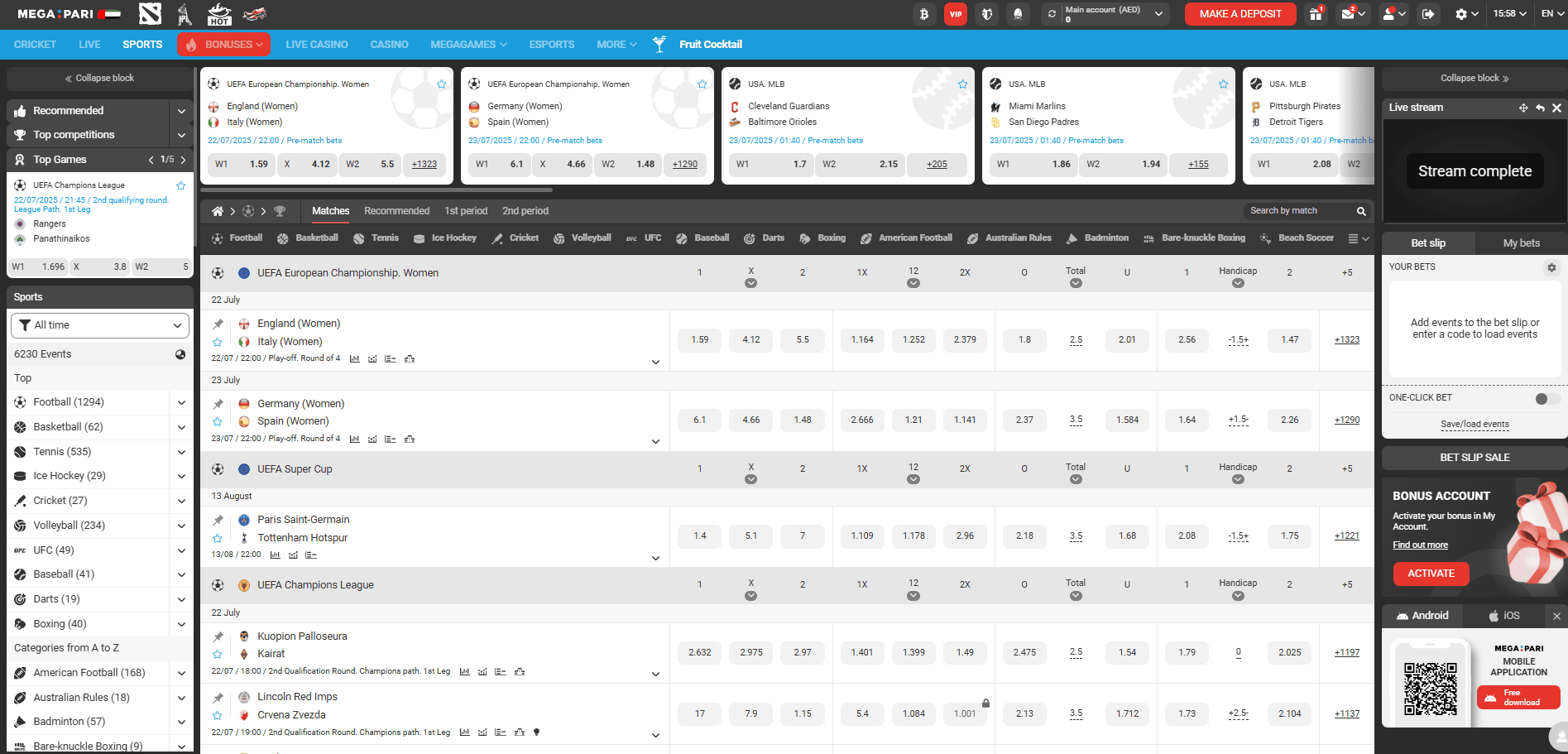 MegaPari Sportsbook Overview