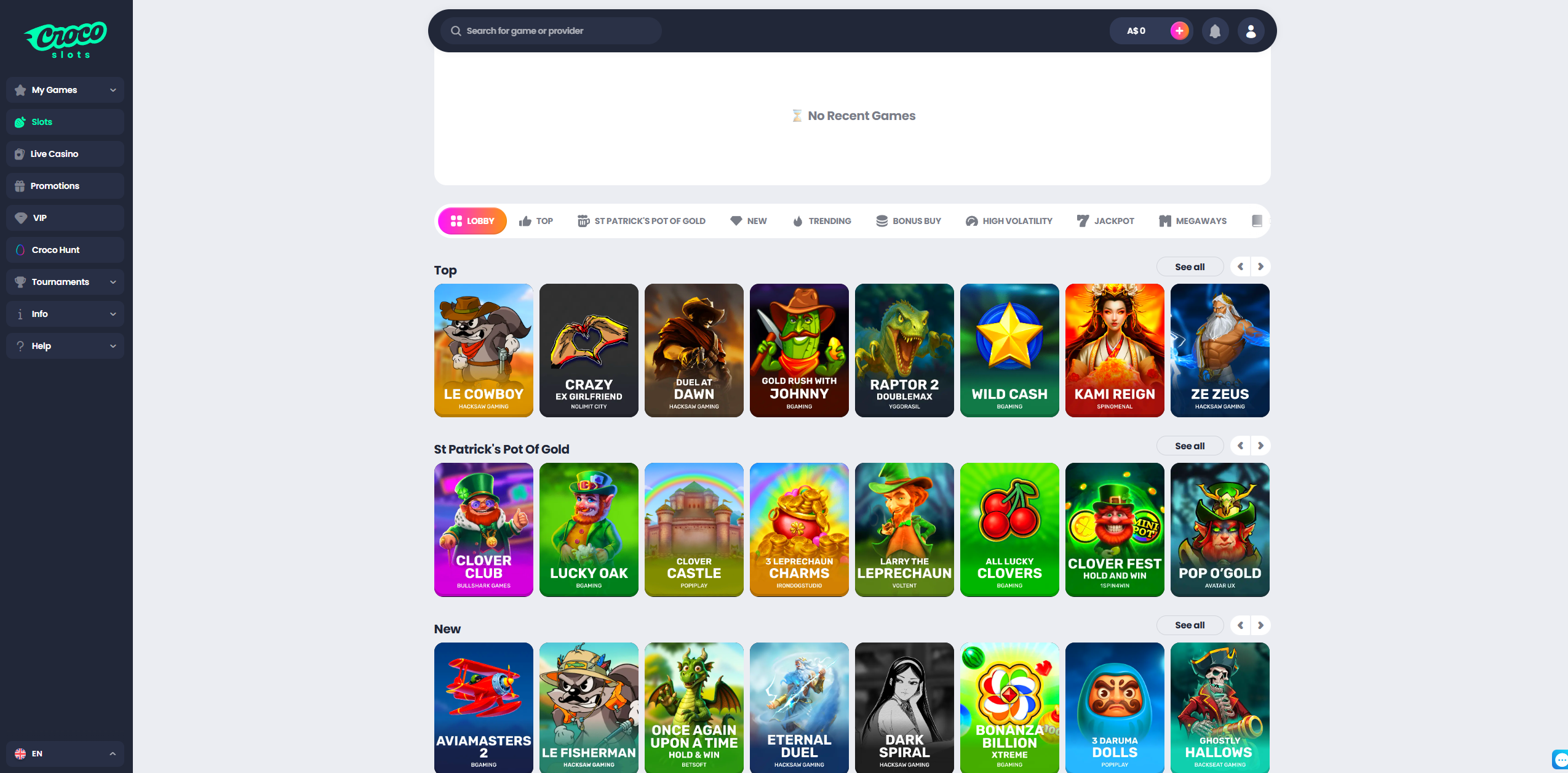 Crocoslots casino games