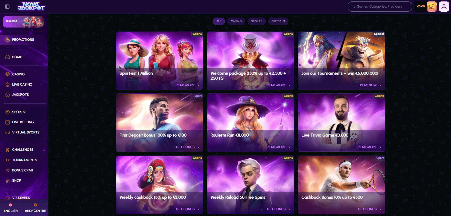 Bonuses and Promotions at Novajackpot