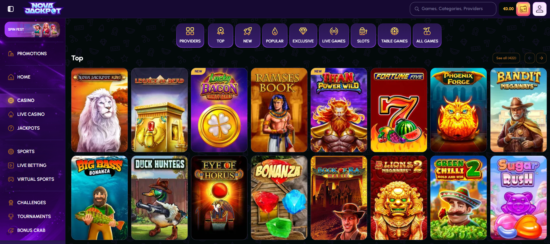 Game Selection at Novajackpot Casino
