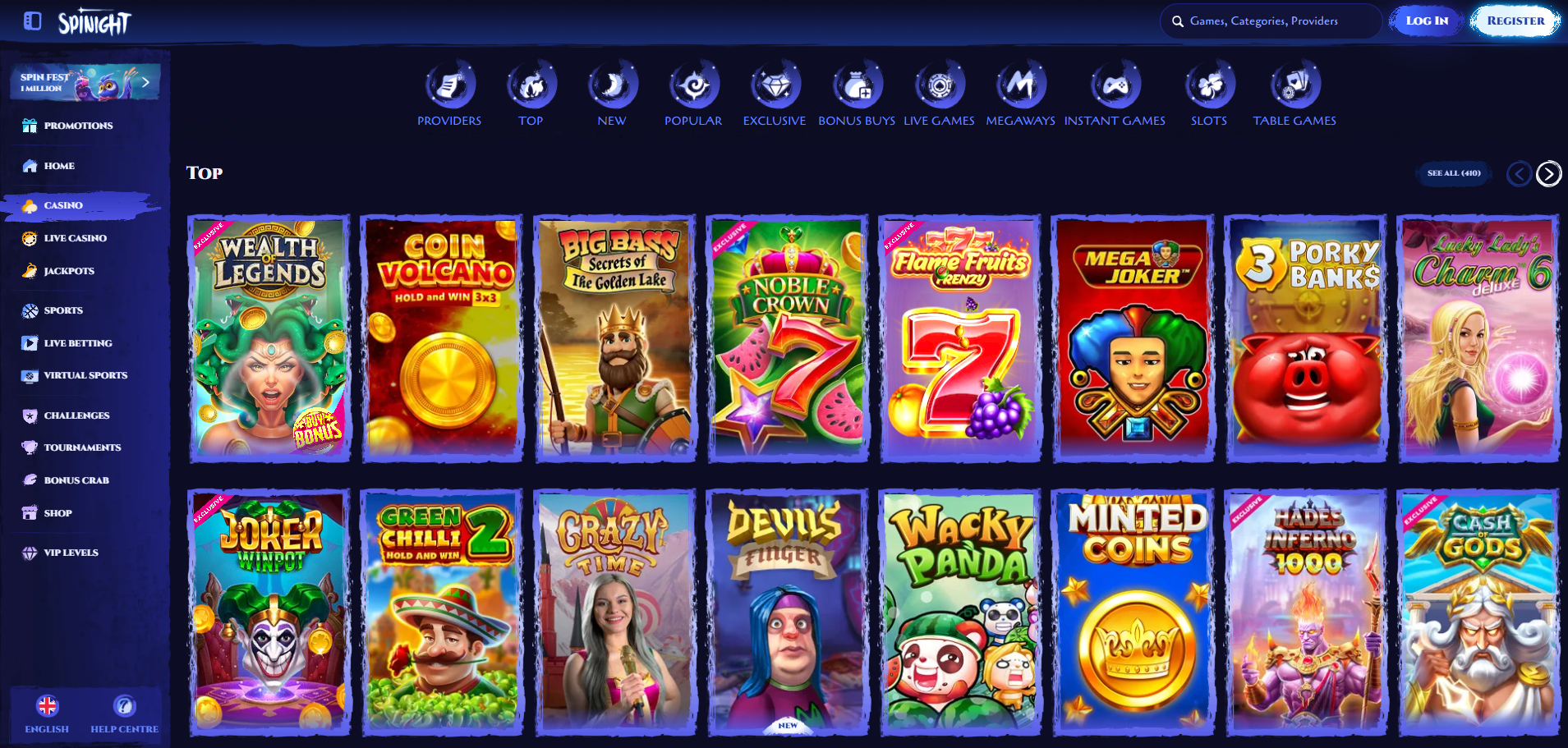 Game Selection at SpiNight Casino