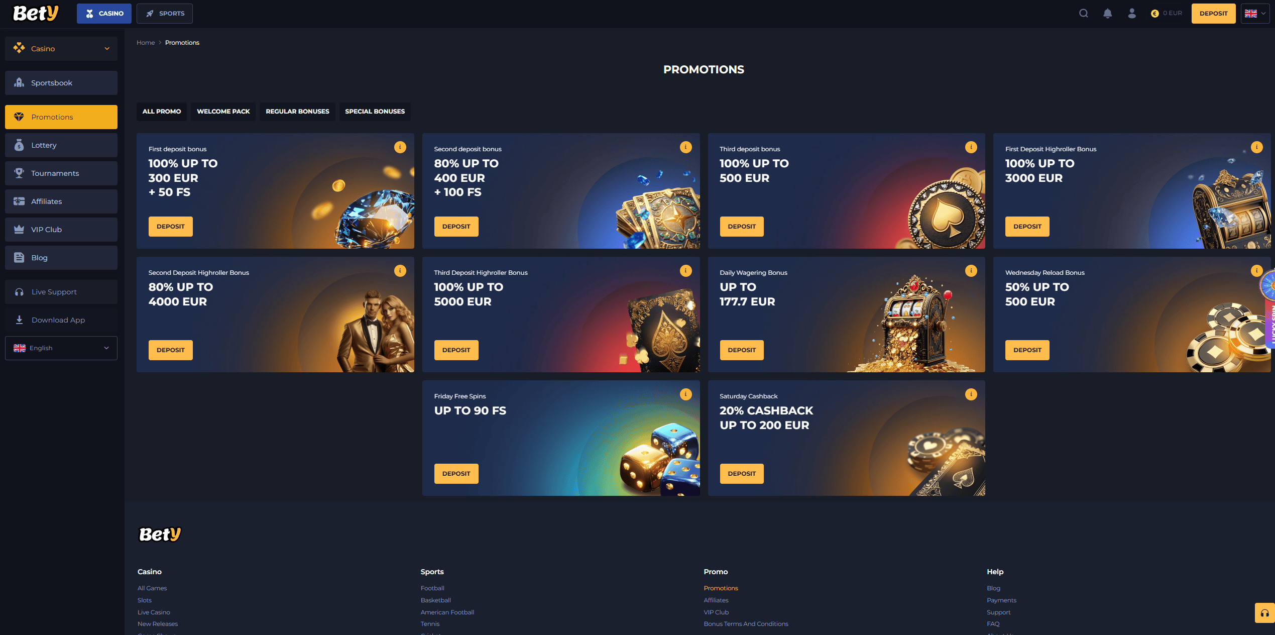 Bonuses and Promotions at Bety