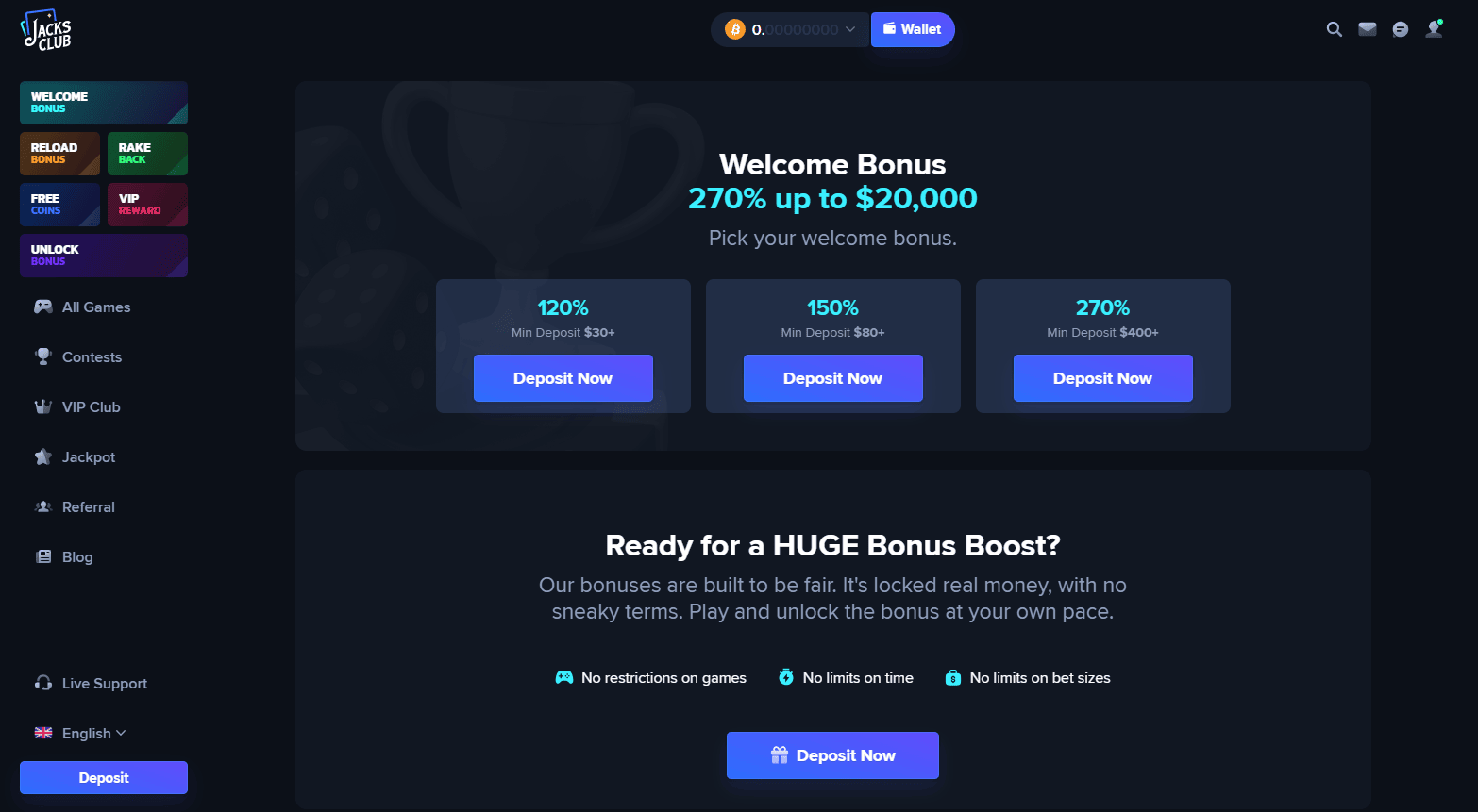 Bonus Offers at Jack's Club