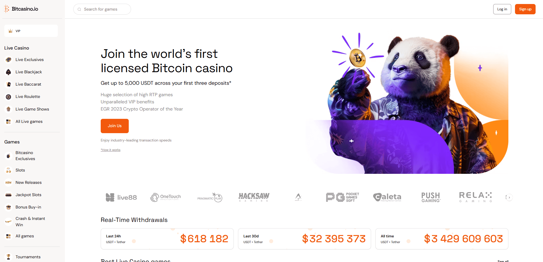 Bitcasino.io homepage