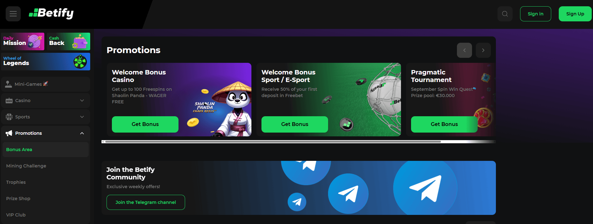 Bonuses and Promotions at Betify