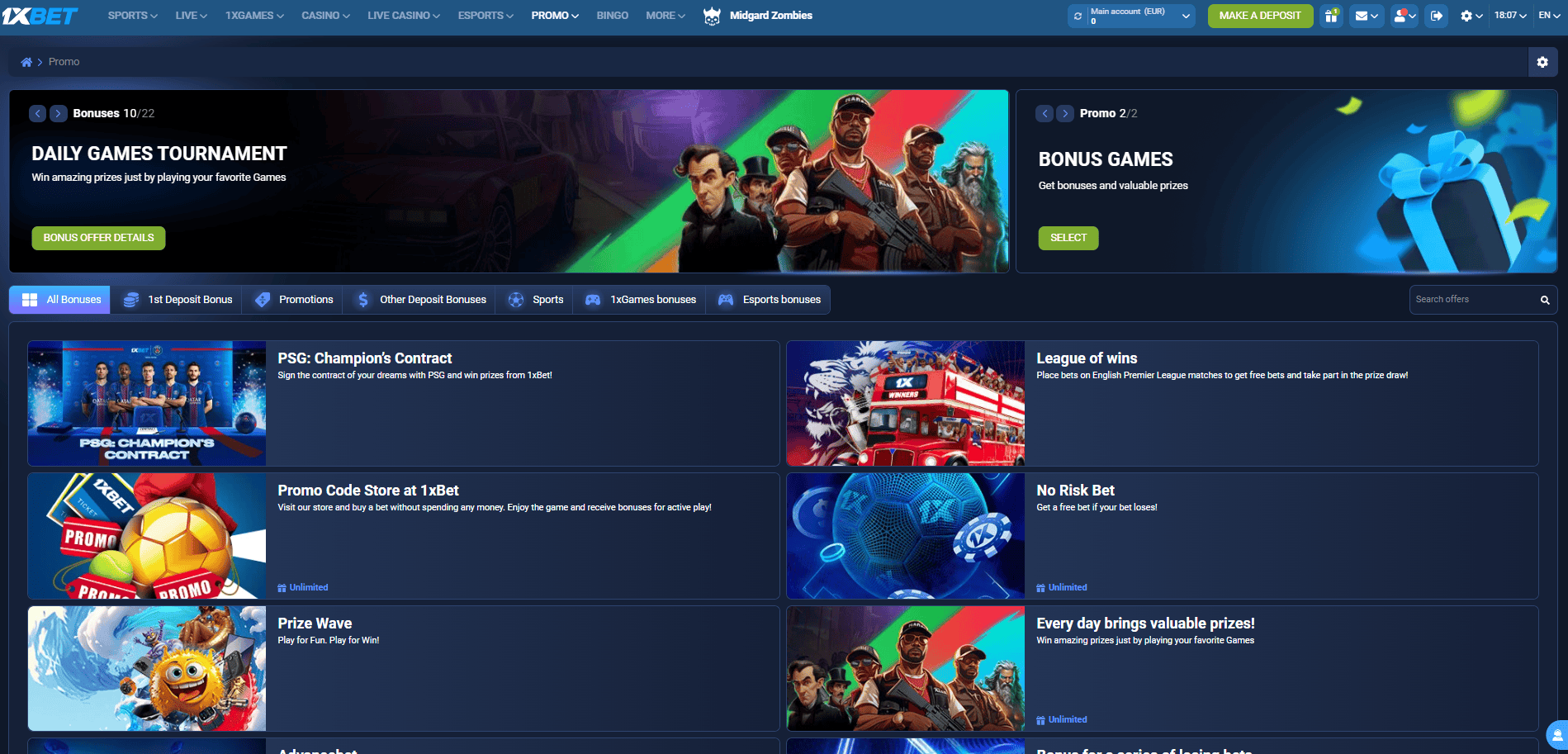 Bonuses and Promotions at 1xBet Casino