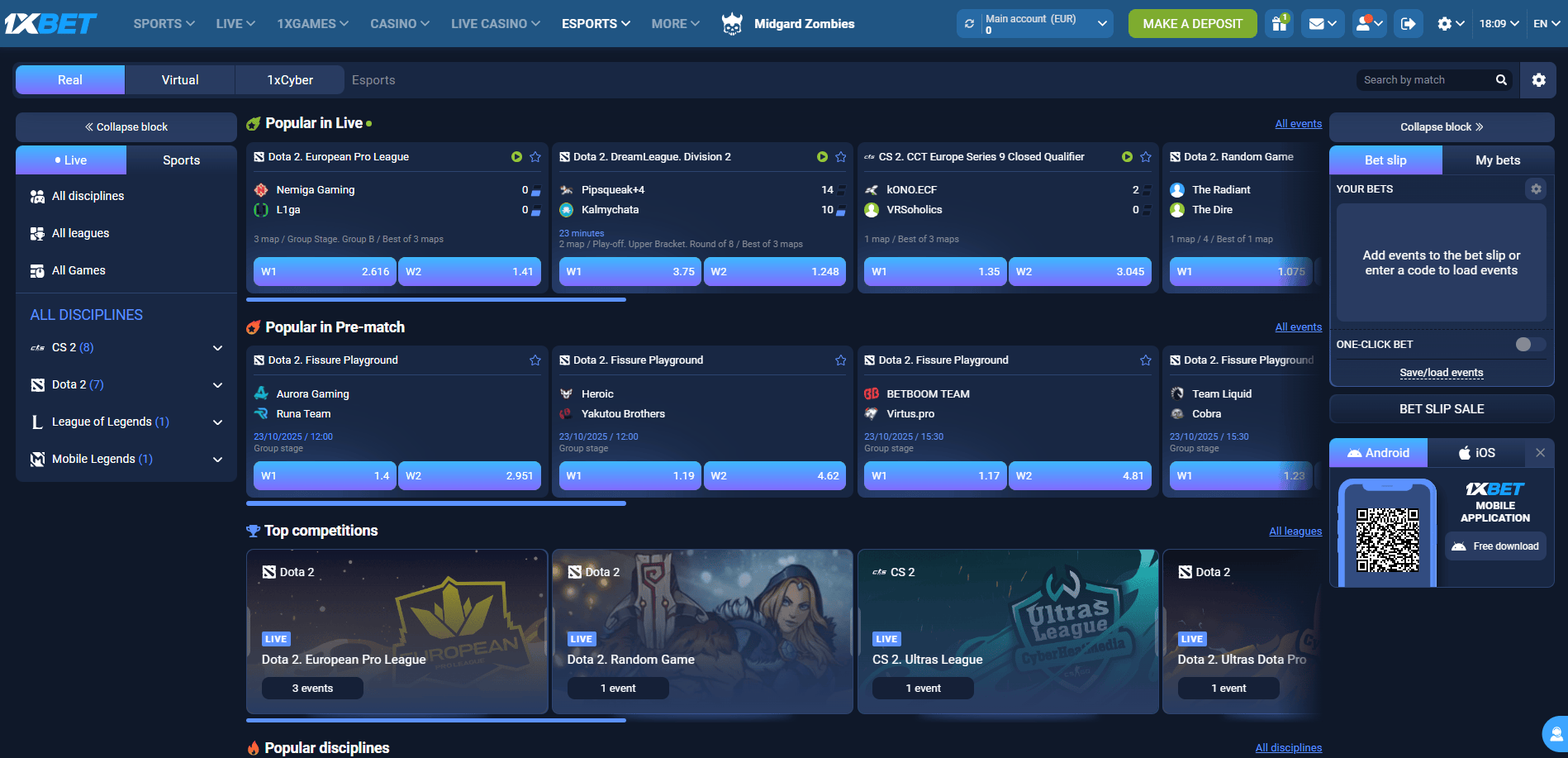 Esports Betting 1xBet