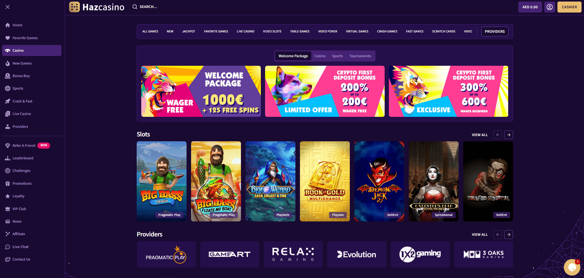 Hazcasino Casino Game Selection