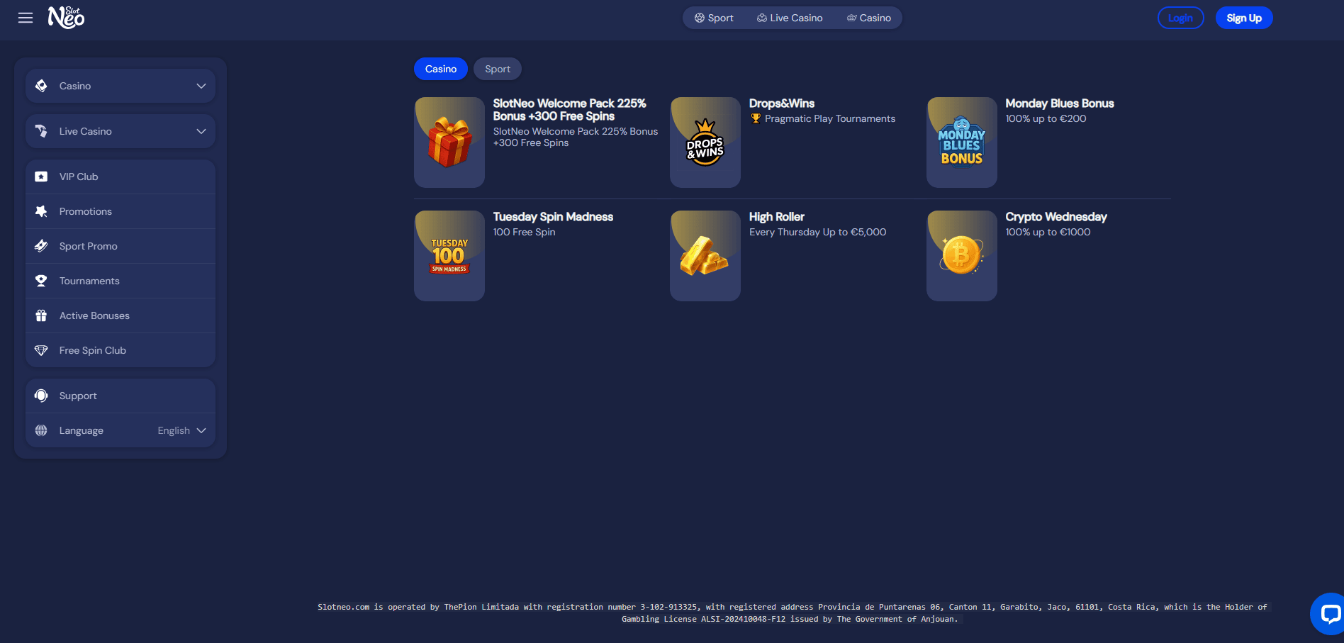 Bonuses and Promotions at SlotNeo