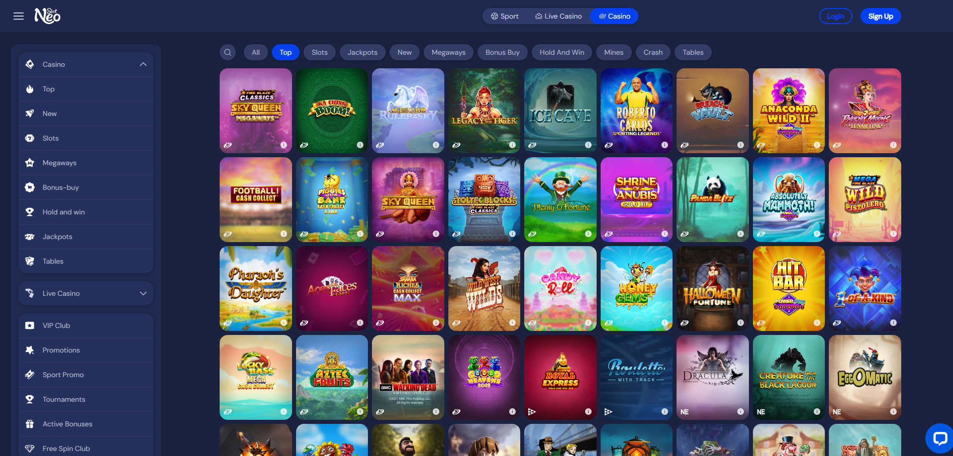 Game Selection at SlotNeo Casino