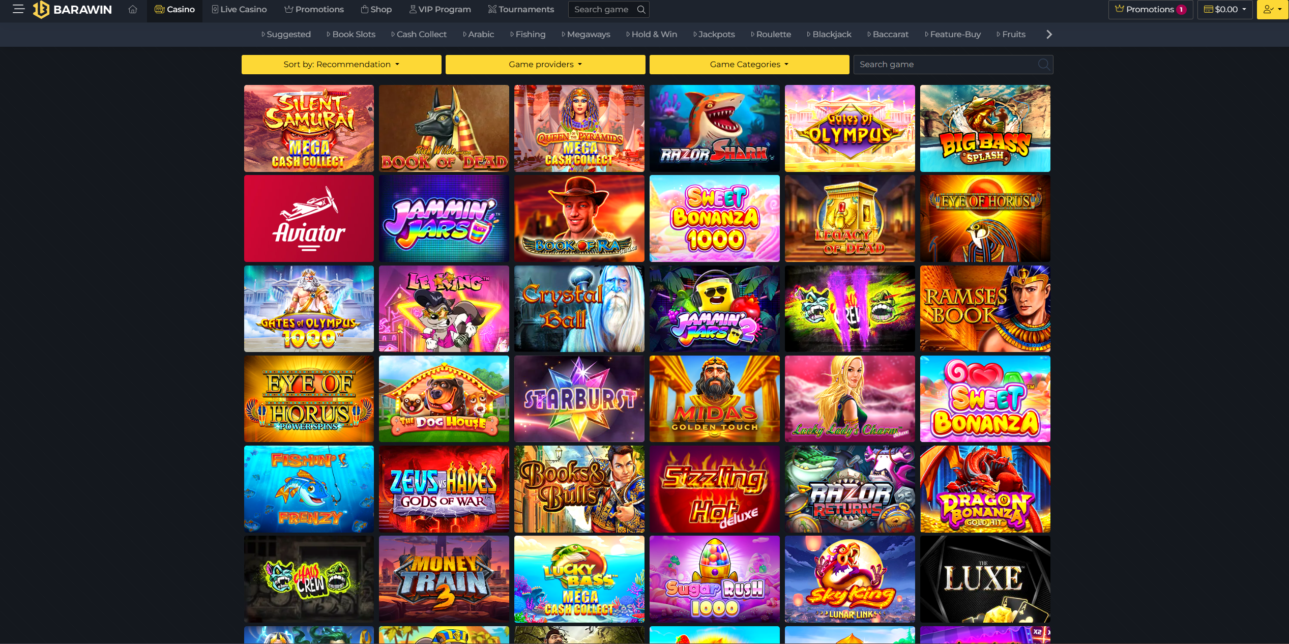 Barawin Casino Game Selection