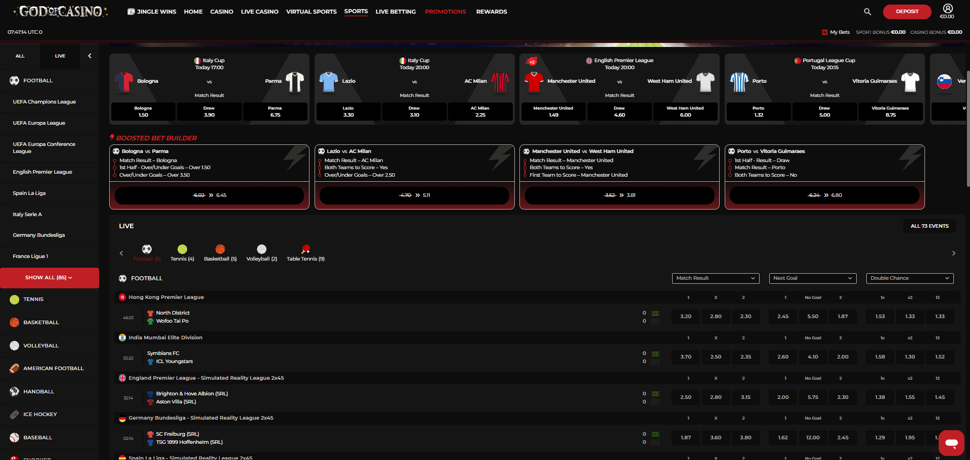 Sports Betting at God of Casino