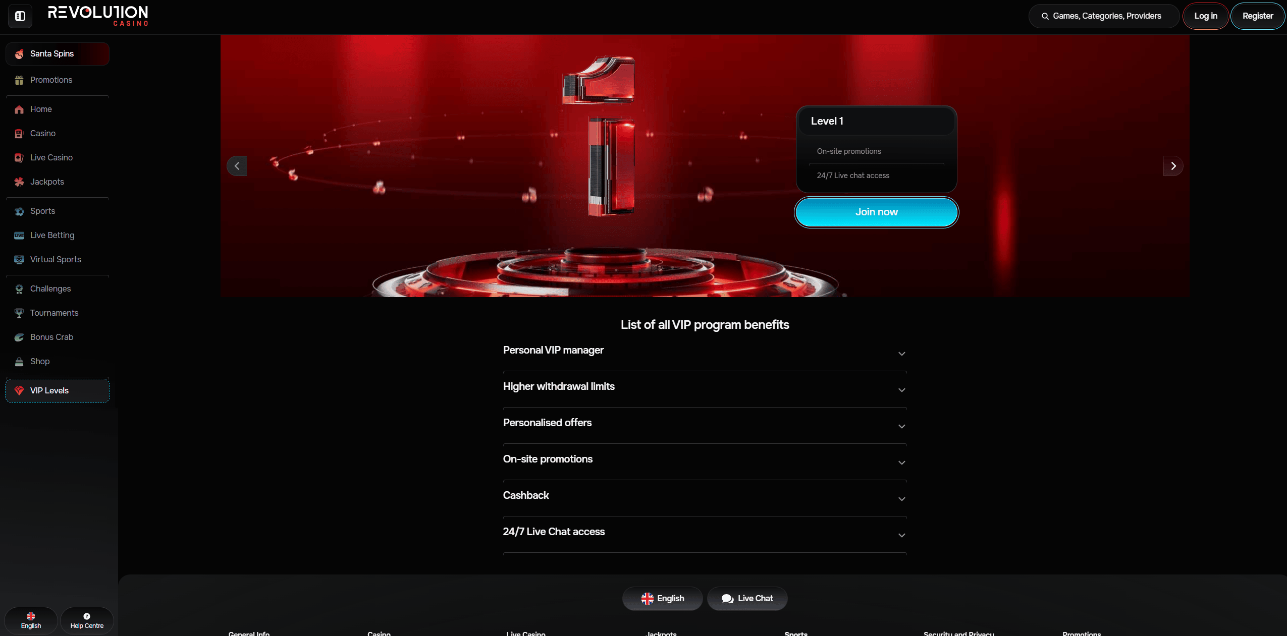 VIP and Loyalty Program at Revolution Casino