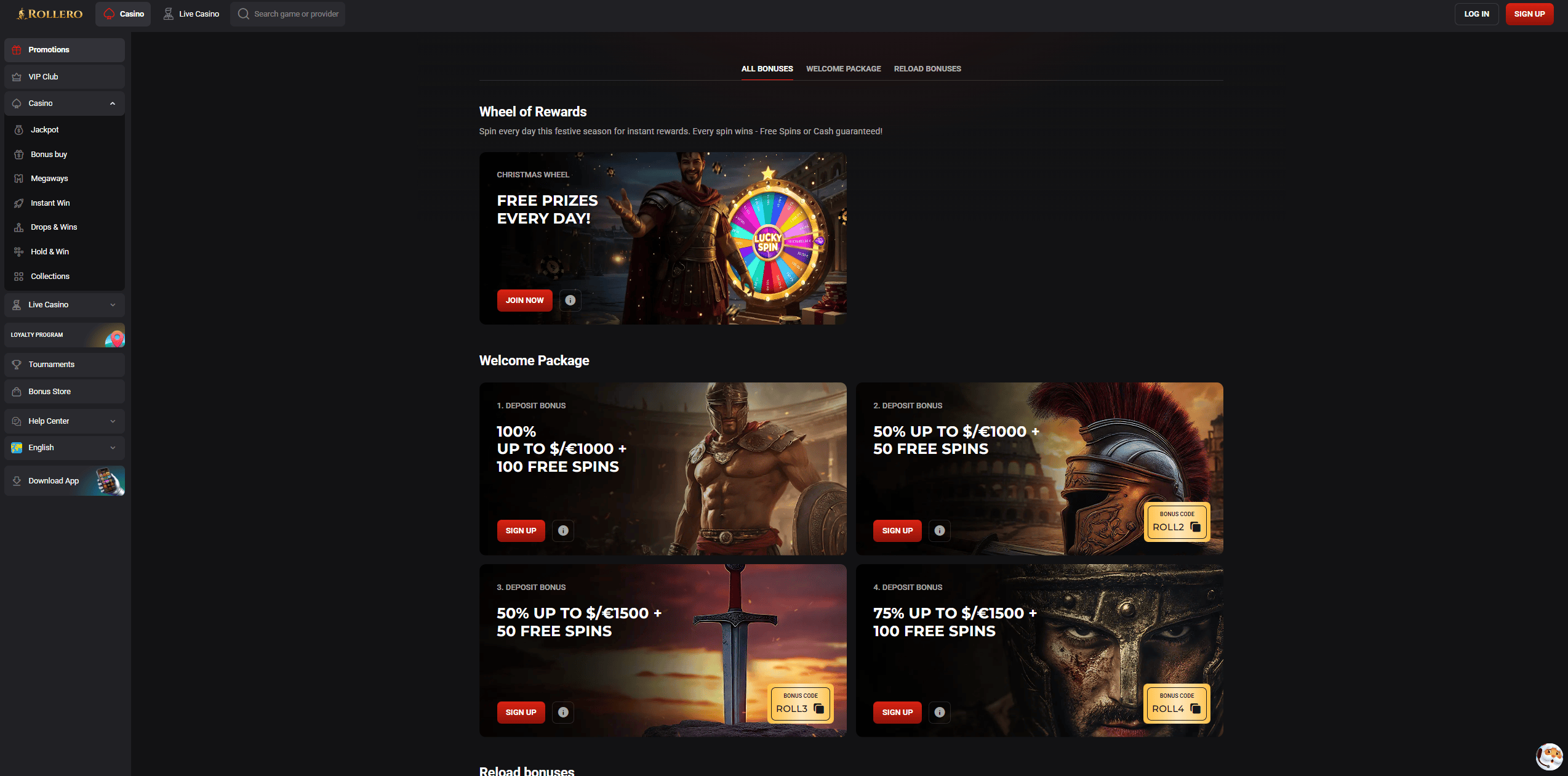 Bonuses and Promotions at Rollero