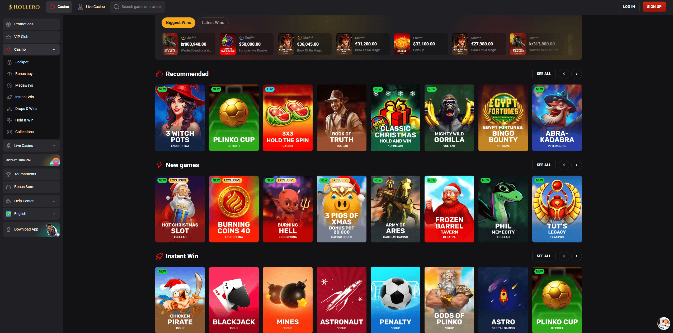 Game Selection at Rollero Casino