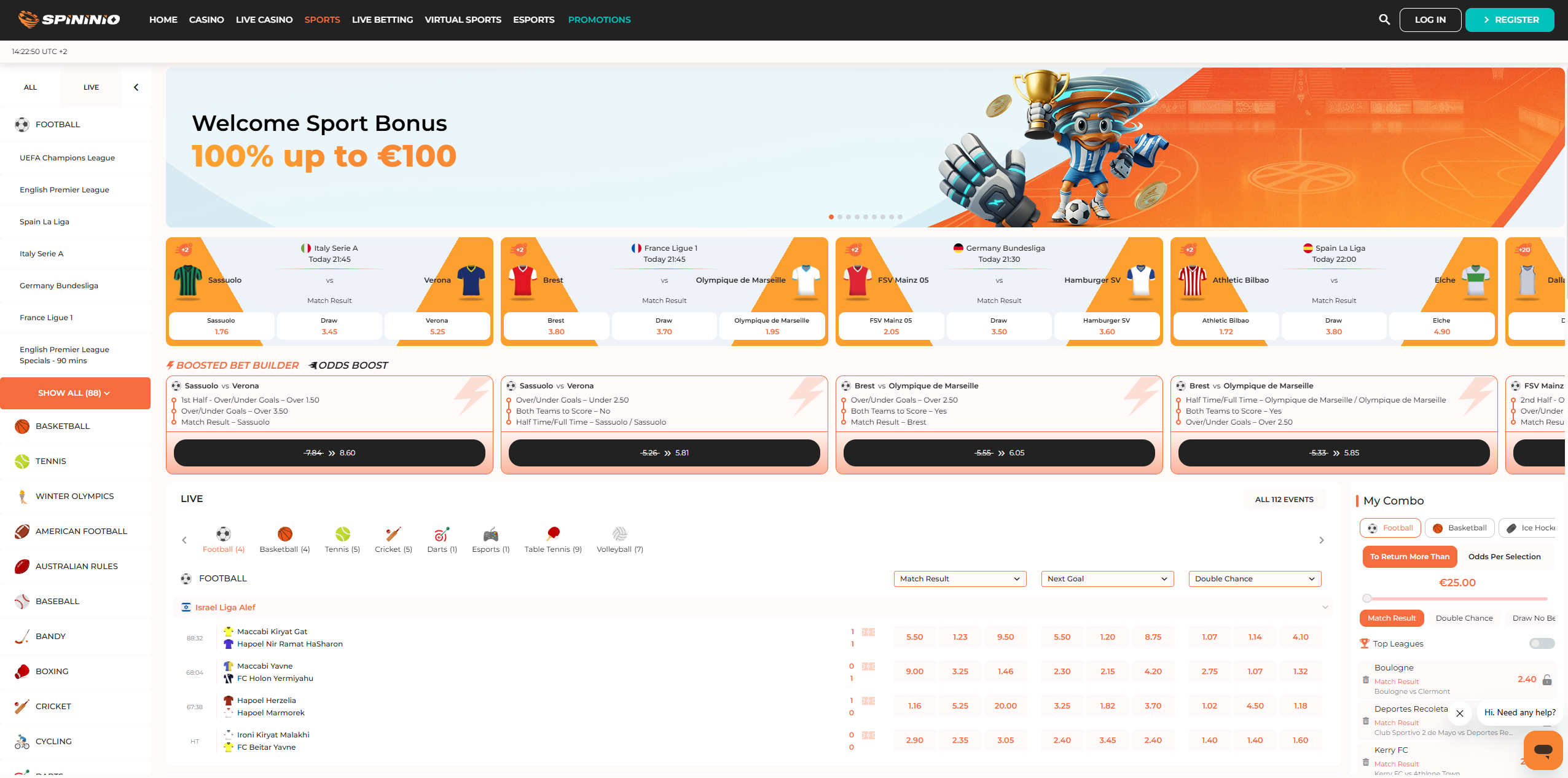 Spininio Betting Section