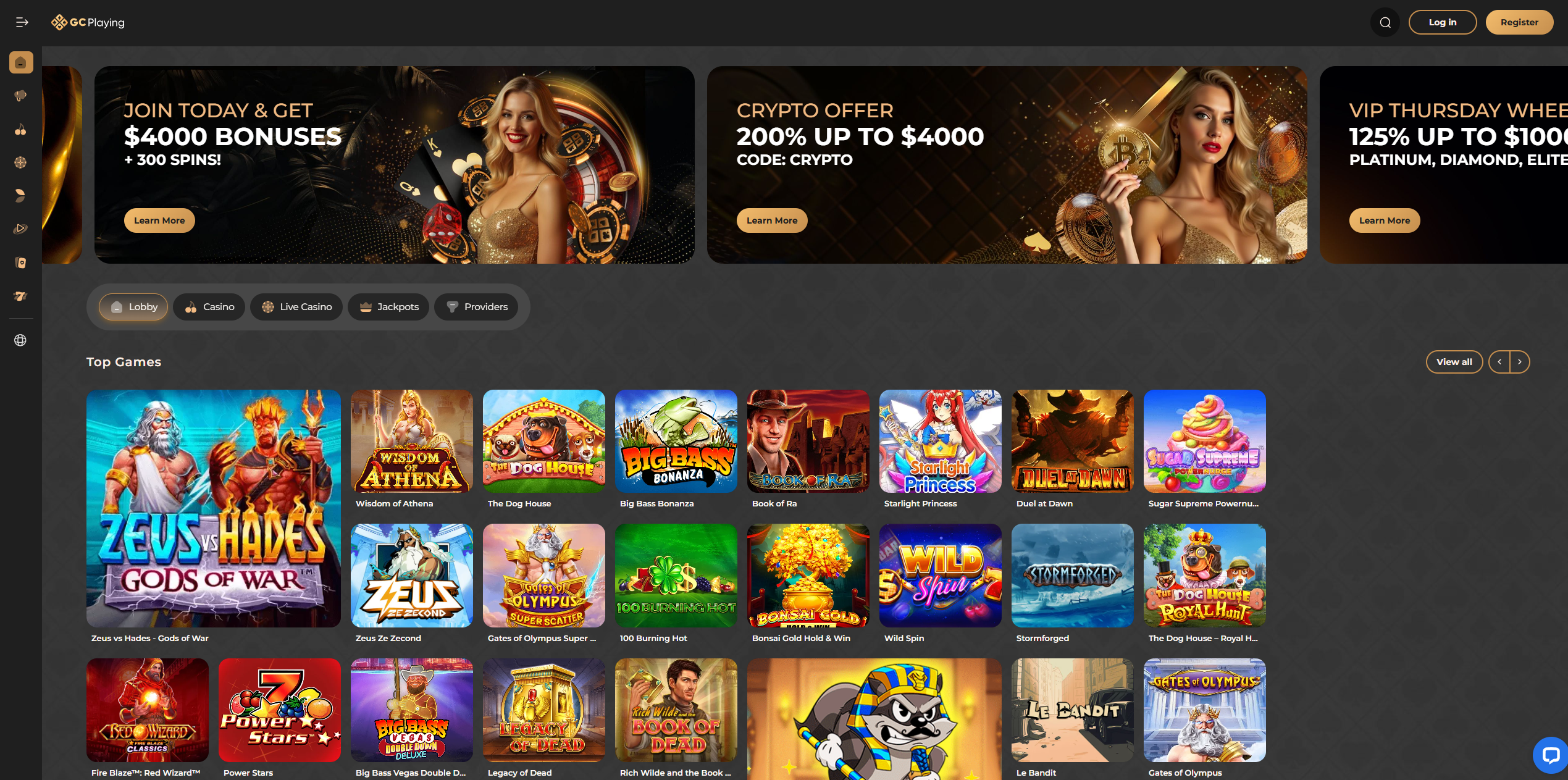 GC playing casino homepage