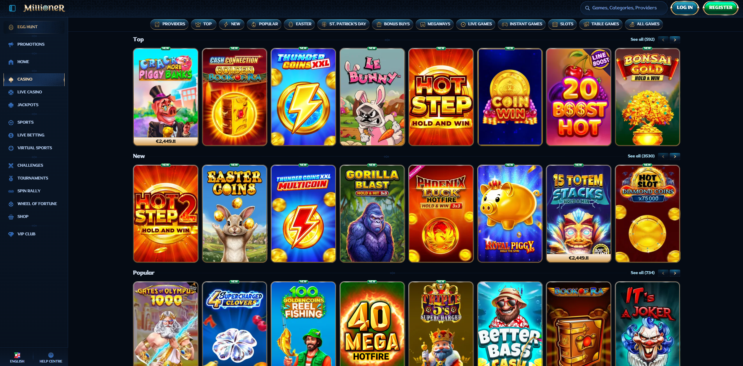 Game Selection at Millioner Casino