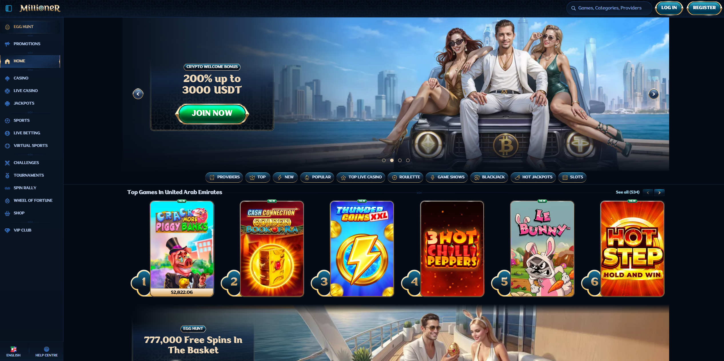 Millioner casino homepage