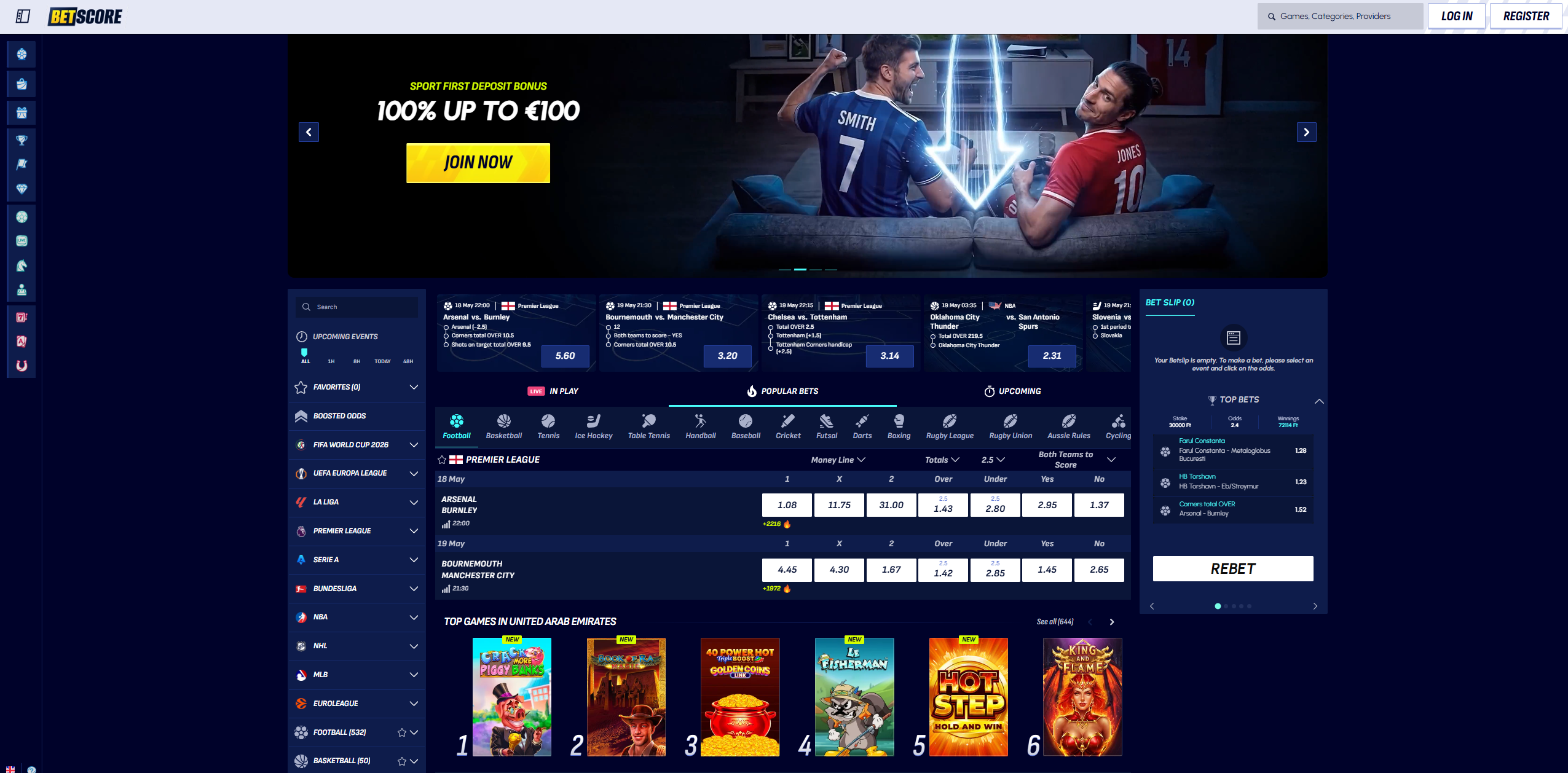 BetScore homepage