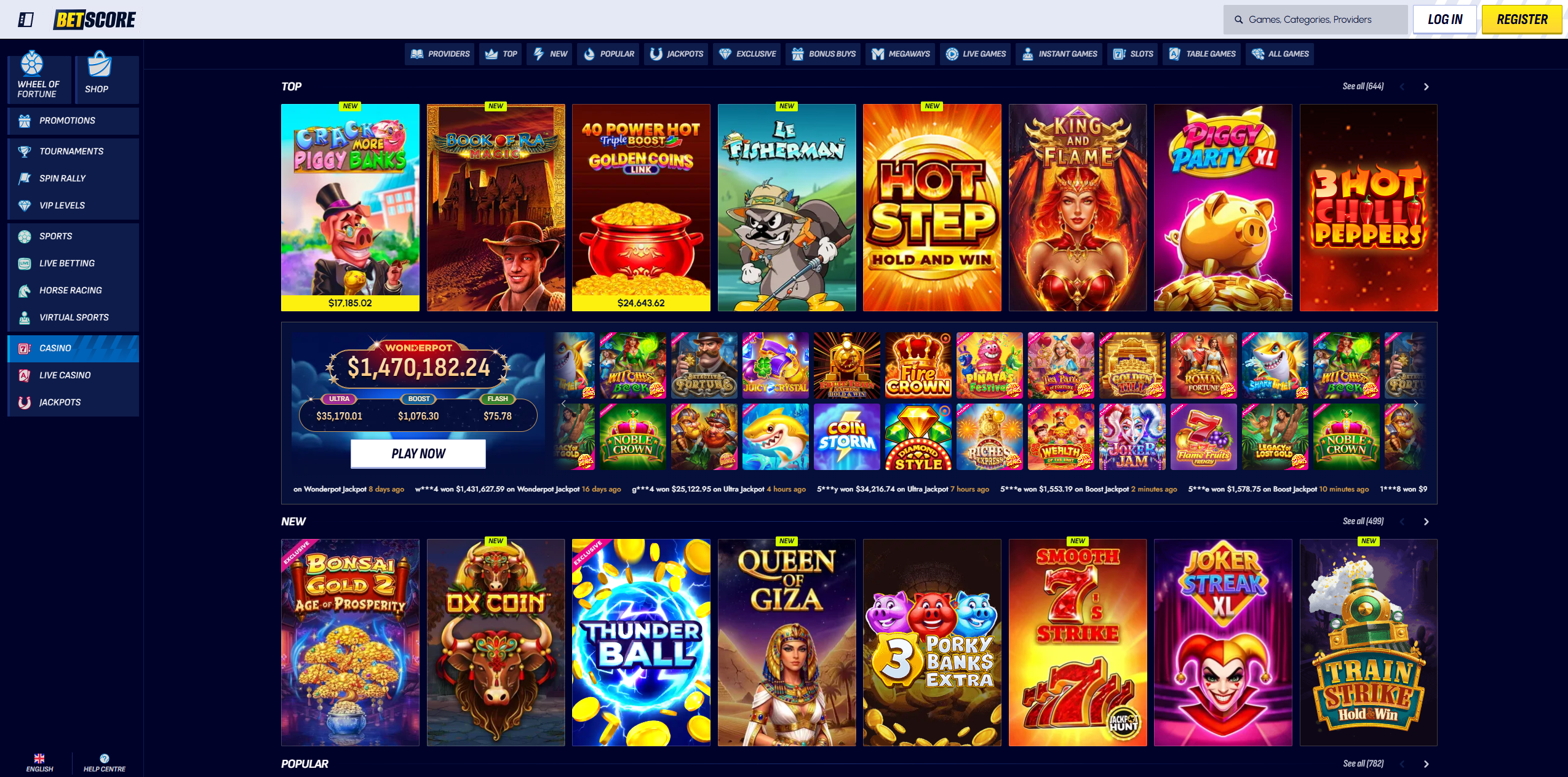 Game Selection at BetScore Casino